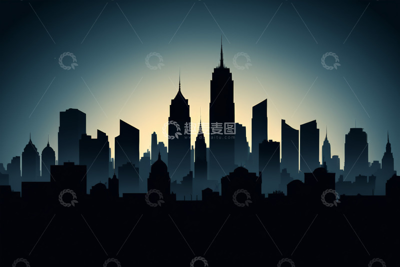 高清大图下载【趣麦麦图】城市建筑天际线倒影景观