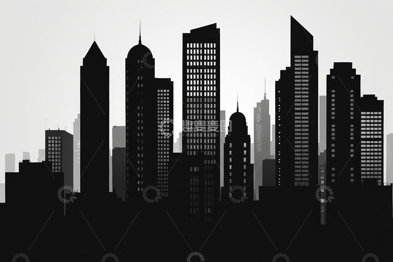 高清大图下载【趣麦麦图】城市高楼建筑剪影景观