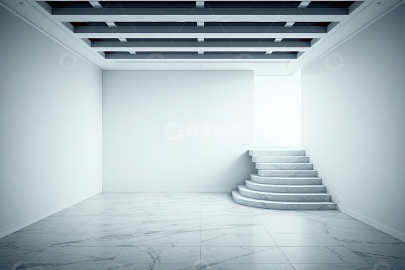 高清大图下载【趣麦麦图】室内白色空间与大理石楼梯
