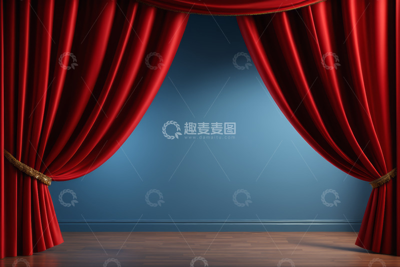 高清大图下载【趣麦麦图】舞台红色幕布背景