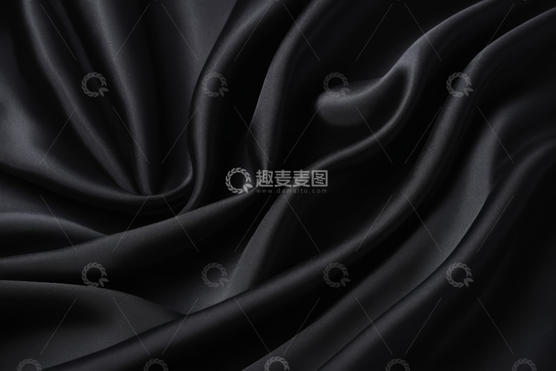高清大图下载【趣麦麦图】黑色丝绸织物纹理特写