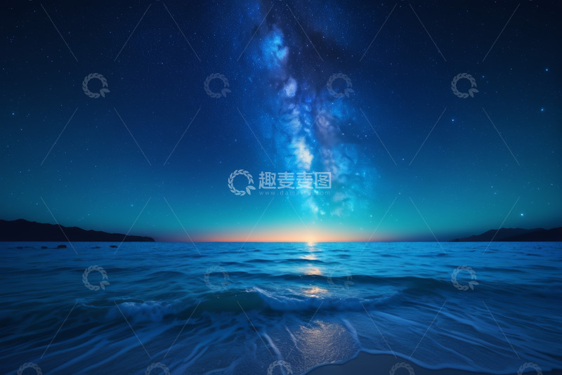 高清大图下载【趣麦麦图】海边星空夜景