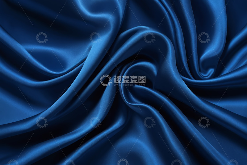 高清大图下载【趣麦麦图】蓝色丝绸织物纹理特写