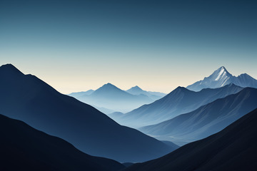 连绵山脉与天空自然景观