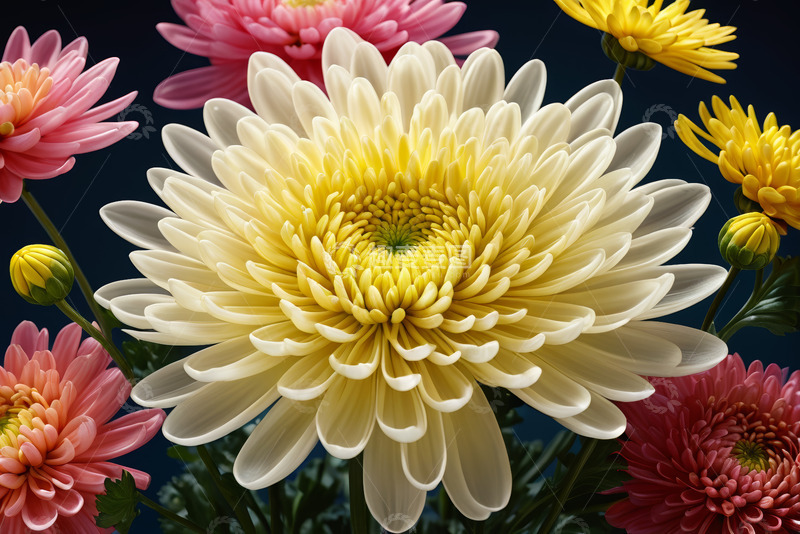 高清大图下载【趣麦麦图】多彩菊花特写素材