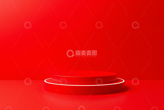 红色背景圆形展示台