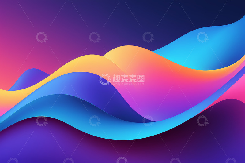 高清大图下载【趣麦麦图】多彩抽象波浪背景