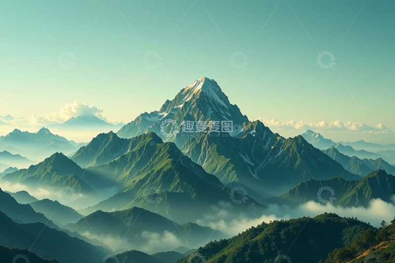 高清大图下载【趣麦麦图】群山云海自然风光景象