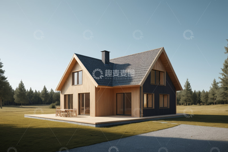 高清大图下载【趣麦麦图】郊外独栋木屋外观