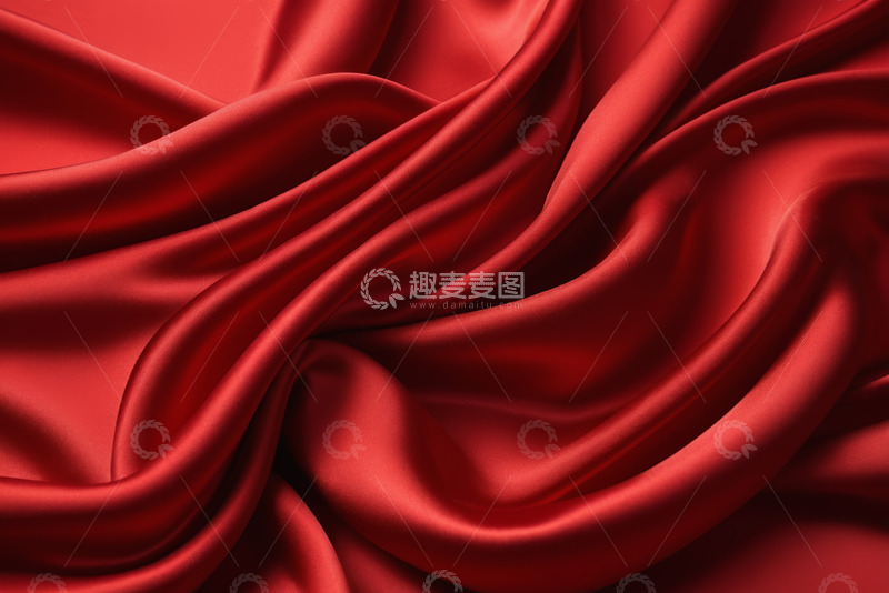 高清大图下载【趣麦麦图】红色丝绸纹理特写