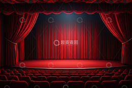 红色舞台与观众席场景