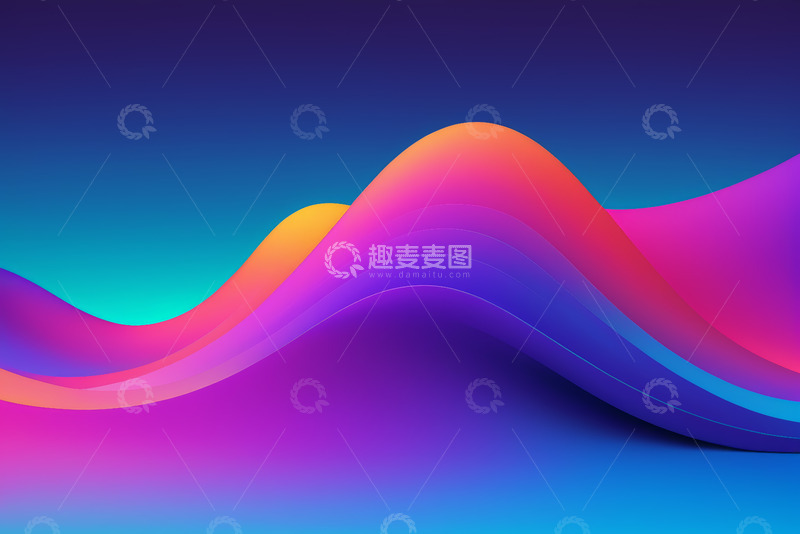 高清大图下载【趣麦麦图】渐变色彩抽象波浪背景图