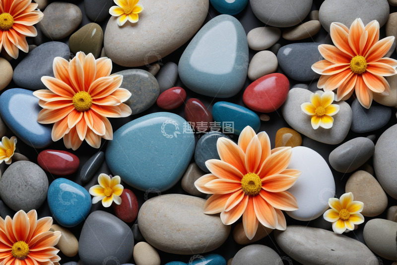 高清大图下载【趣麦麦图】石头与花朵特写素材