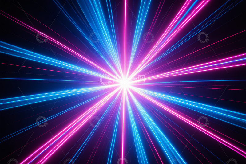 高清大图下载【趣麦麦图】放射状红蓝发光光线背景