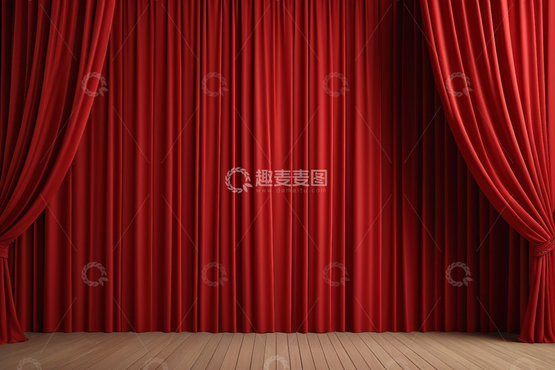 高清大图下载【趣麦麦图】红色舞台幕布背景素材