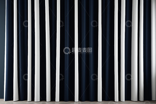 蓝白相间竖条纹窗帘