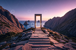 山海间石径与框架景观