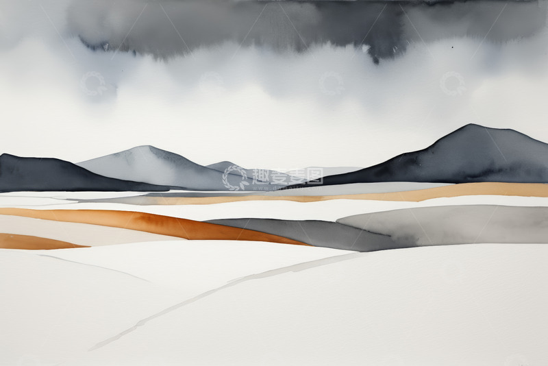 高清大图下载【趣麦麦图】水墨风格自然风光远景