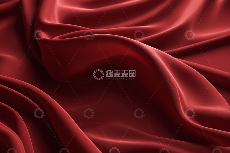 高清大图下载【趣麦麦图】红色丝绸布料纹理特写