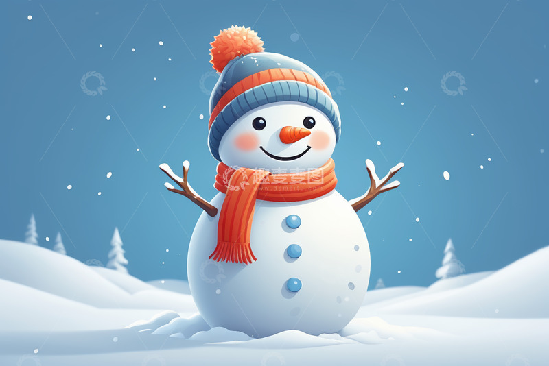 高清大图下载【趣麦麦图】雪地中的可爱雪人形象