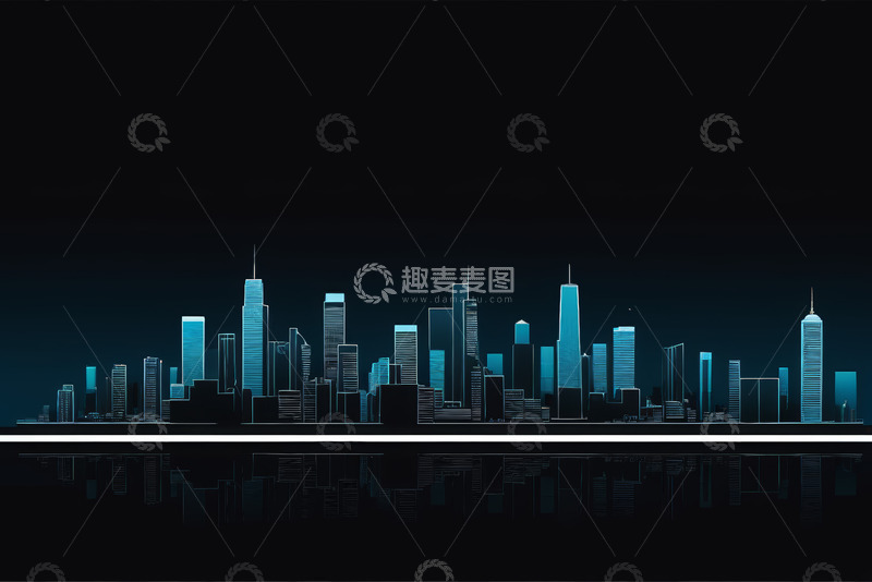 高清大图下载【趣麦麦图】城市建筑群夜景剪影