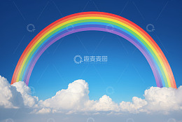 蓝天下彩虹与白云景观