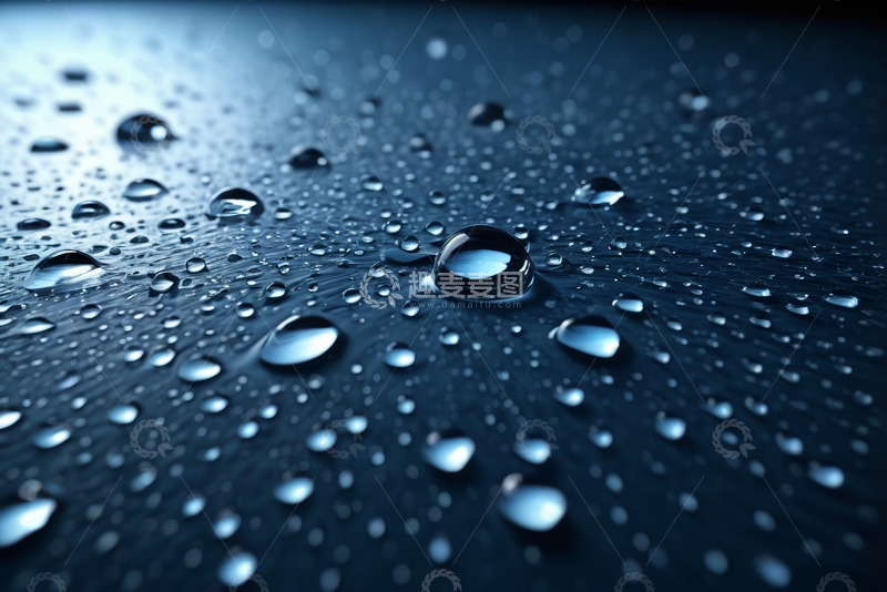 高清大图下载【趣麦麦图】蓝色背景上的晶莹水滴