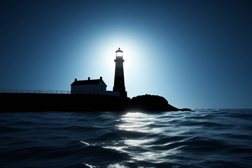 海上灯塔夜景