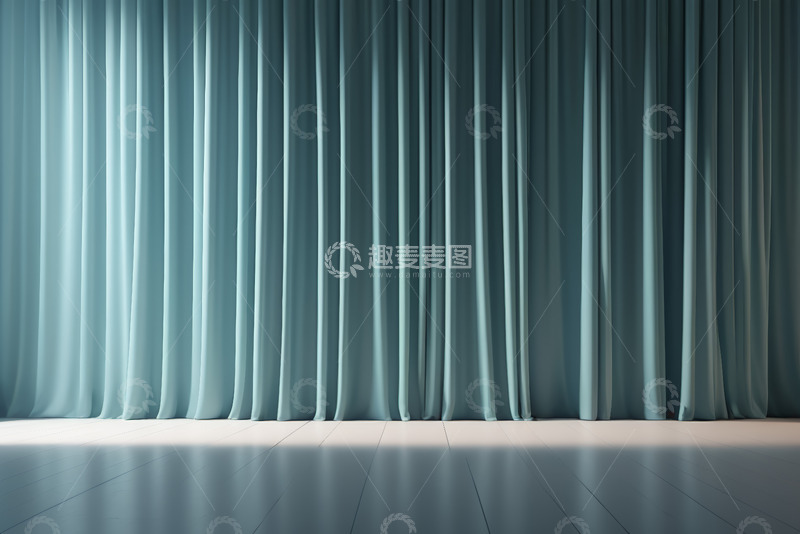 高清大图下载【趣麦麦图】蓝绿色窗帘背景空间