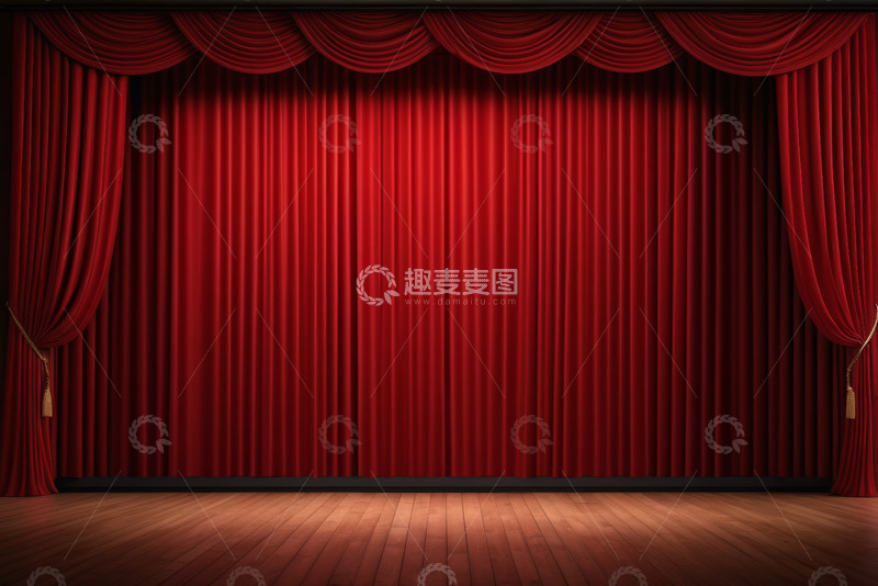 高清大图下载【趣麦麦图】舞台红色幕布背景素材