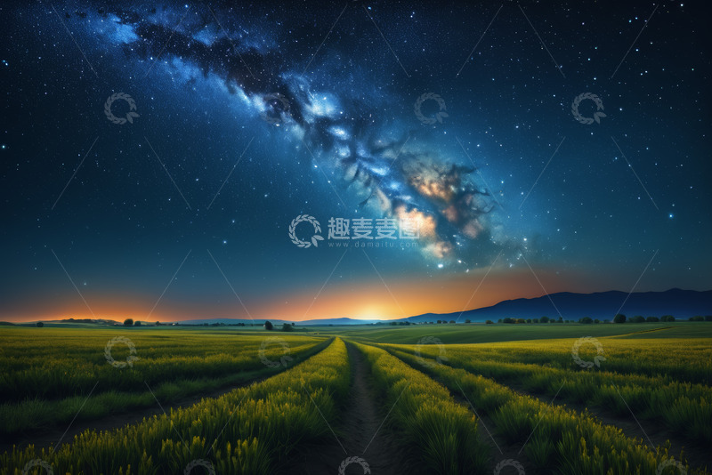 高清大图下载【趣麦麦图】田野星空夜景