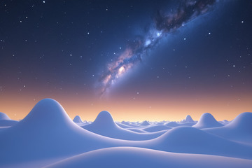 星空下的起伏地貌景观