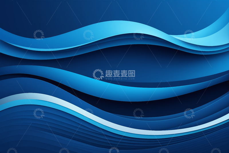 高清大图下载【趣麦麦图】蓝色波浪抽象背景素材