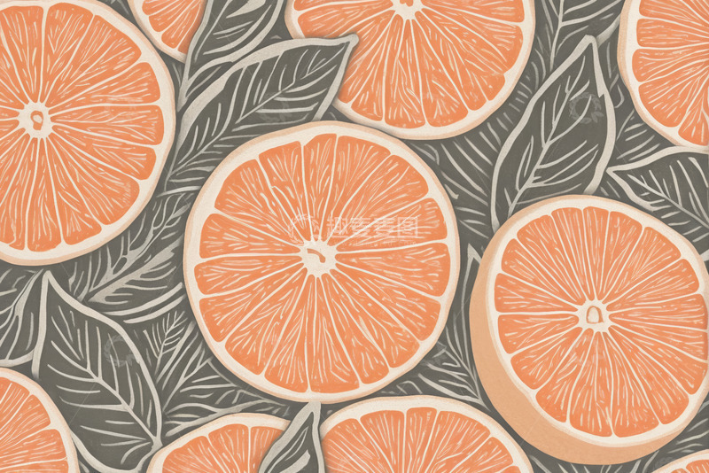 高清大图下载【趣麦麦图】橙子切片图案背景