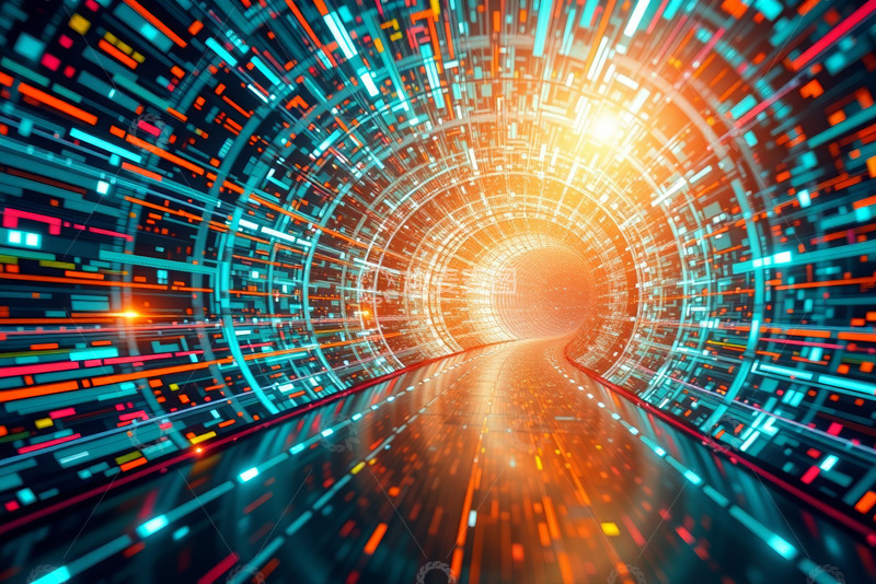 高清大图下载【趣麦麦图】科技感数据隧道背景素材