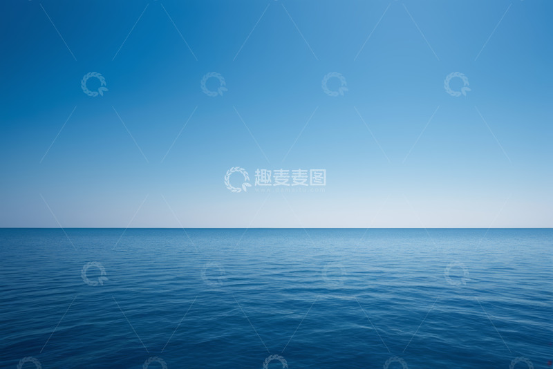 高清大图下载【趣麦麦图】广阔蓝色海洋与天空景象