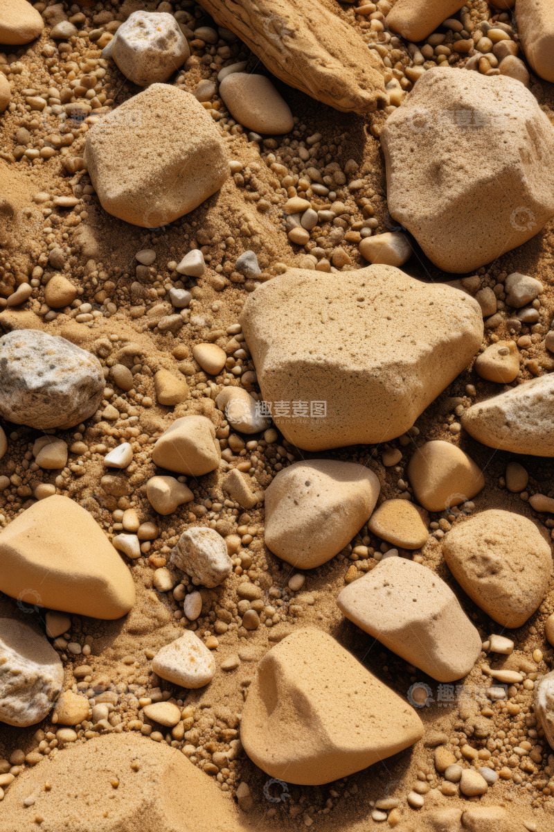高清大图下载【趣麦麦图】沙石地面上的大小岩石