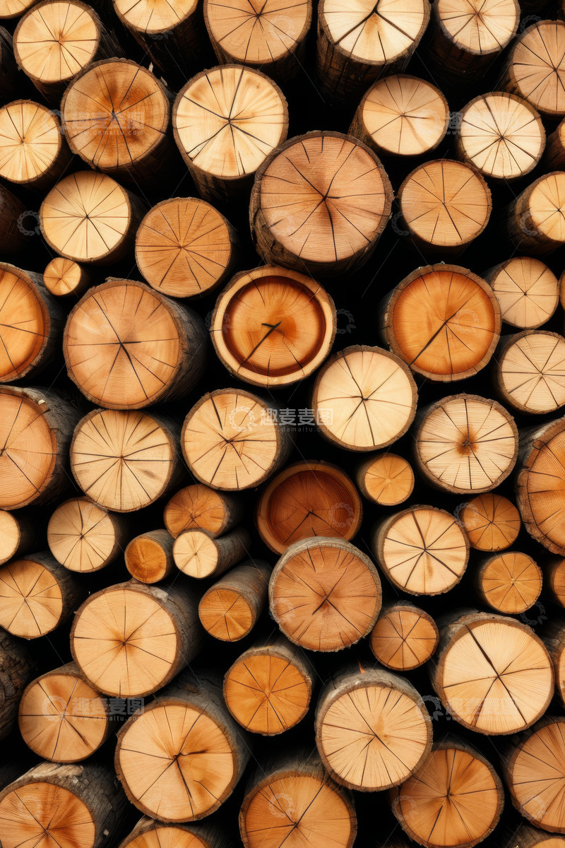 高清大图下载【趣麦麦图】堆叠整齐的木材素材