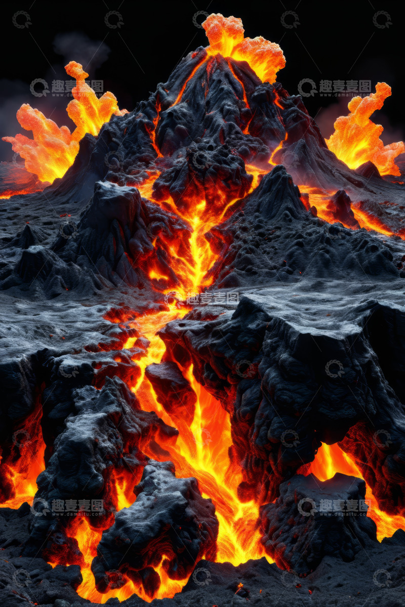 高清大图下载【趣麦麦图】火山熔岩喷发自然景观