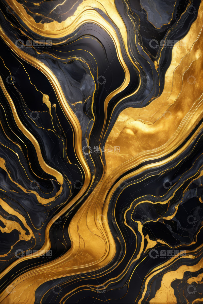 高清大图下载【趣麦麦图】黑金抽象纹理艺术背景