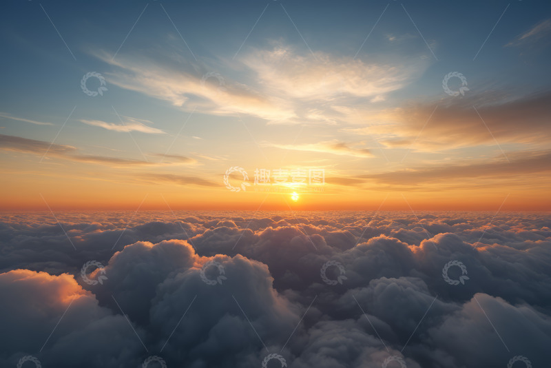高清大图下载【趣麦麦图】高空云海之上的日出景象