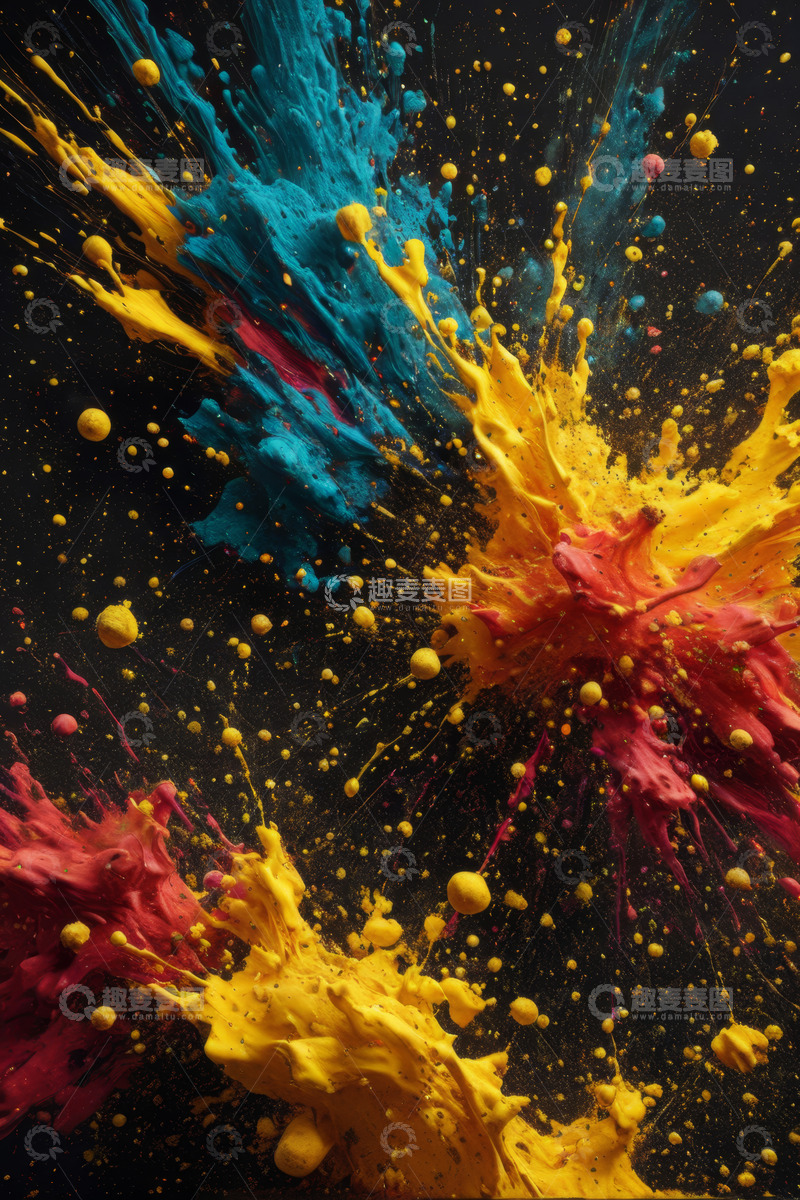 高清大图下载【趣麦麦图】多彩油漆飞溅艺术素材