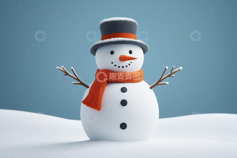 高清大图下载【趣麦麦图】戴围巾帽子的雪人