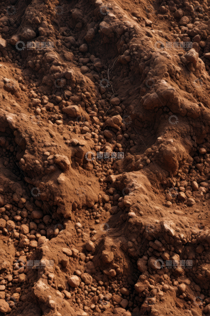 高清大图下载【趣麦麦图】特写红褐色土壤与碎石