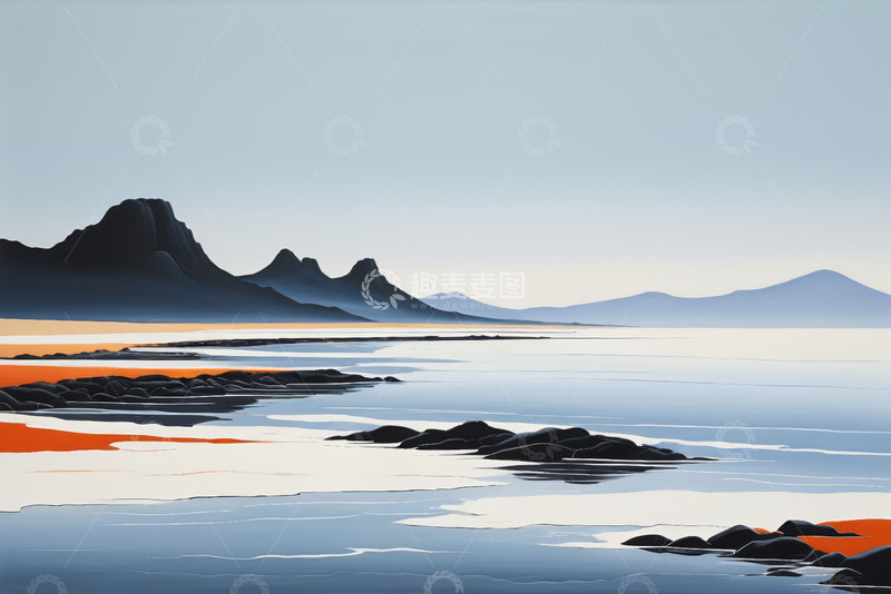 高清大图下载【趣麦麦图】海边山脉自然风光景象