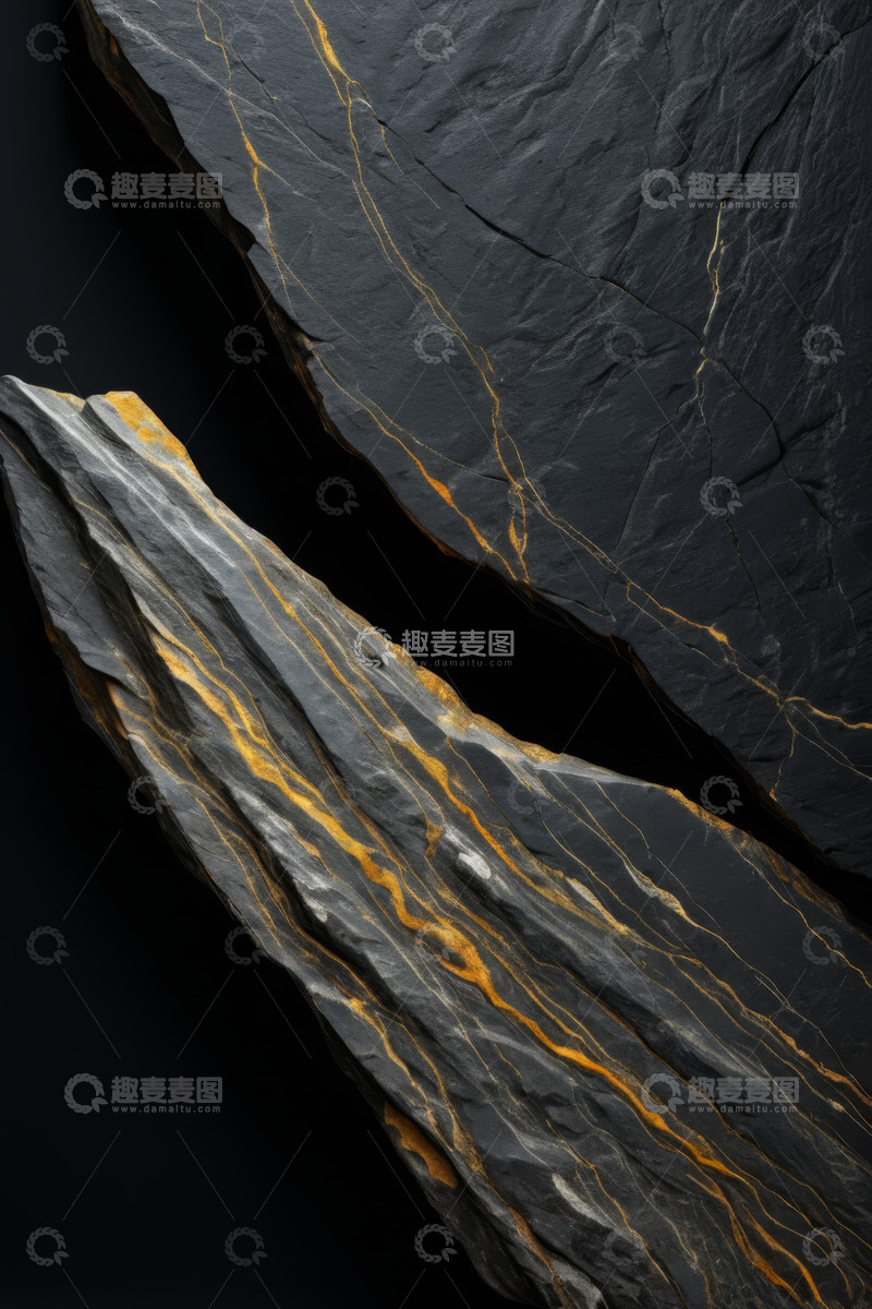 高清大图下载【趣麦麦图】黑色岩石纹理特写