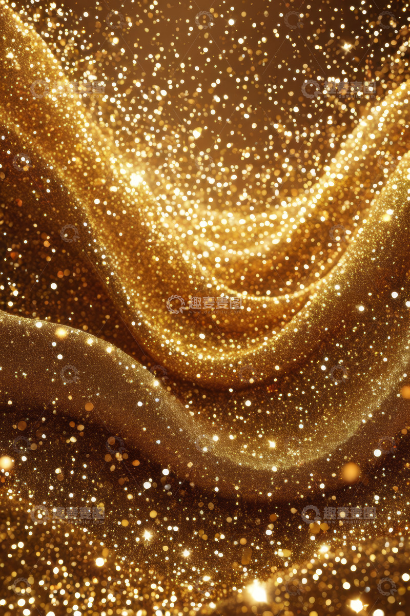 高清大图下载【趣麦麦图】金色粒子流动抽象背景素材