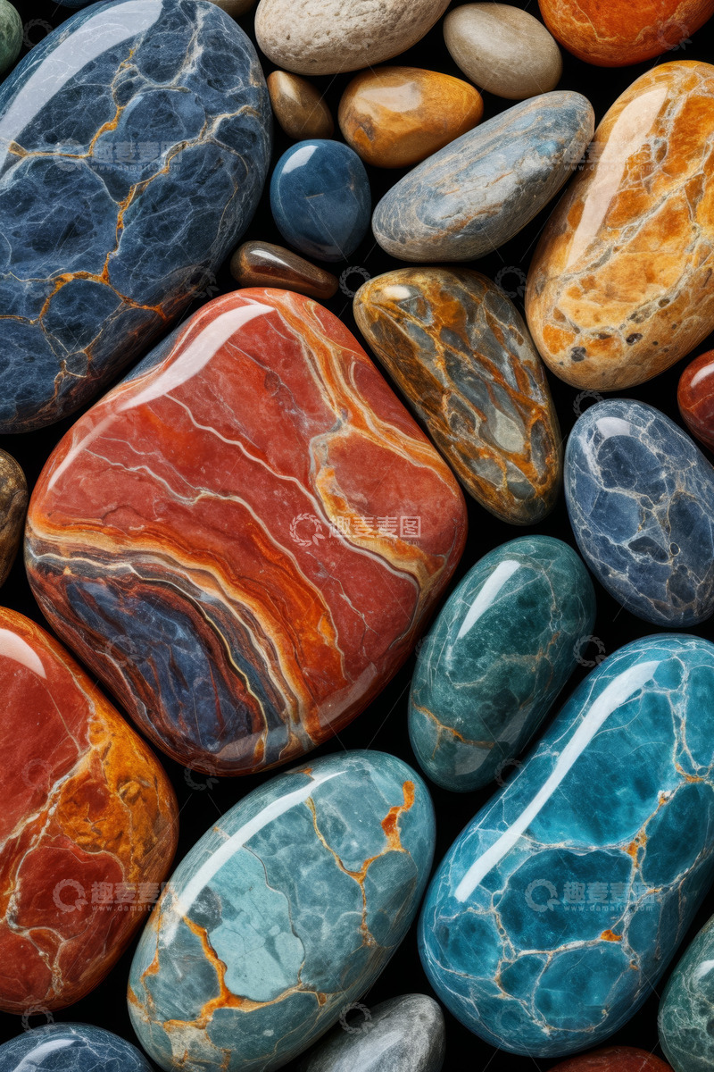 高清大图下载【趣麦麦图】多彩纹理鹅卵石特写