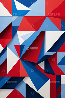 红蓝白多边形几何图案背景