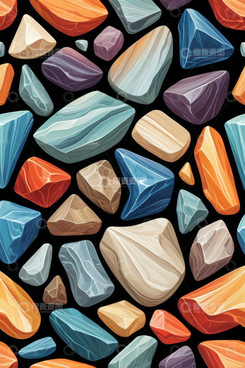 高清大图下载【趣麦麦图】彩色矿石图案背景素材